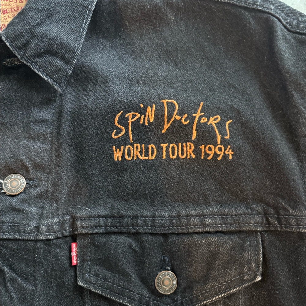 Vintage Authentic Spin Doctors Levi's Black Denim World Tour 1994 Jacket Size M - Picture 3 of 4